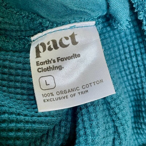 Pact Waffle Knit Joggers Pull-On Organic Cotton Teal Women Size L Elastic Waist - Picture 10 of 12